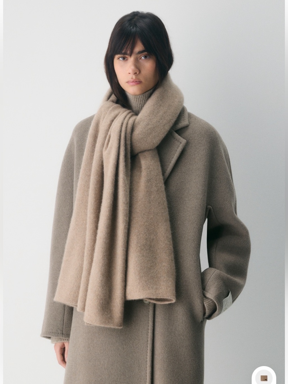 Aritzia Essential Cashmere Blanket Scarf Heather Nomad Taupe NWT